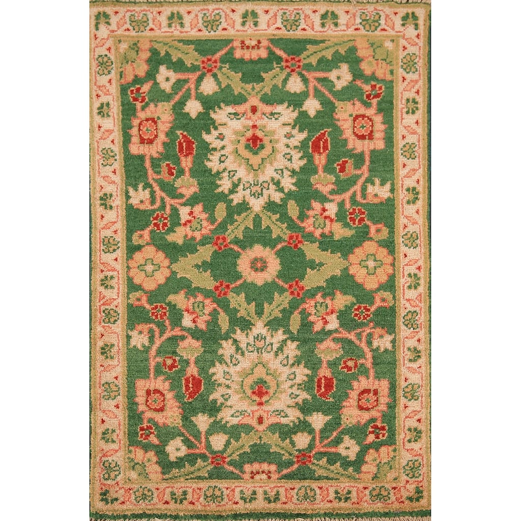 Green Kazak Oriental Foyer Rug Hand-Knotted Wool Carpet - 2'0" x 3'0"