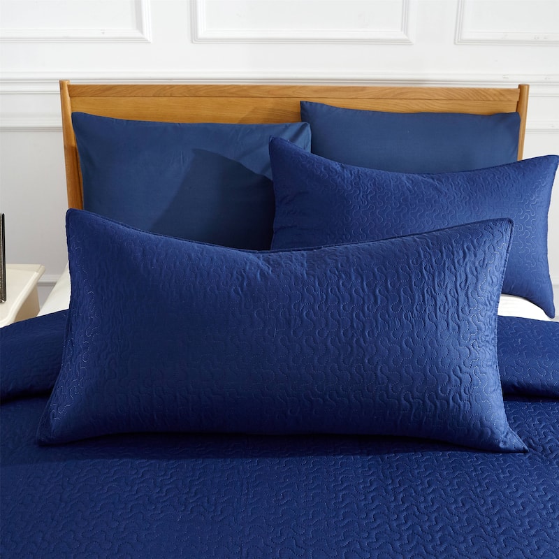 3-piece Fashionable Solid Embossed Quilt Set Bedspread Cover