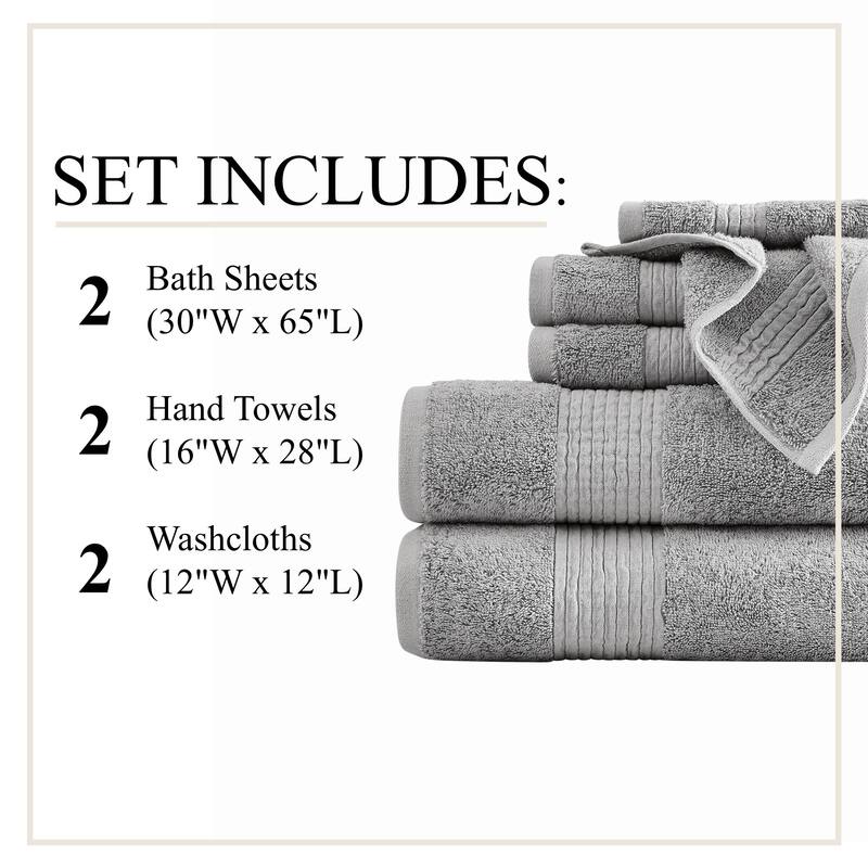 Badgley Mischka Cotton TENCEL™ Oversized 6 Piece Towel Set