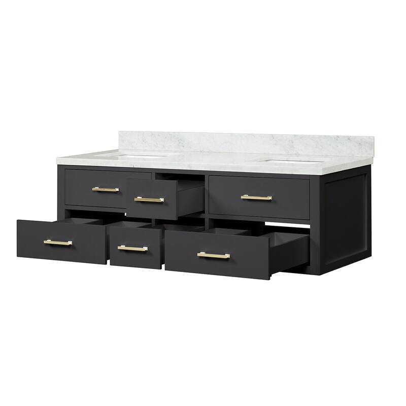 Lexora Castor Double Bath Vanity and Carrara Marble Top
