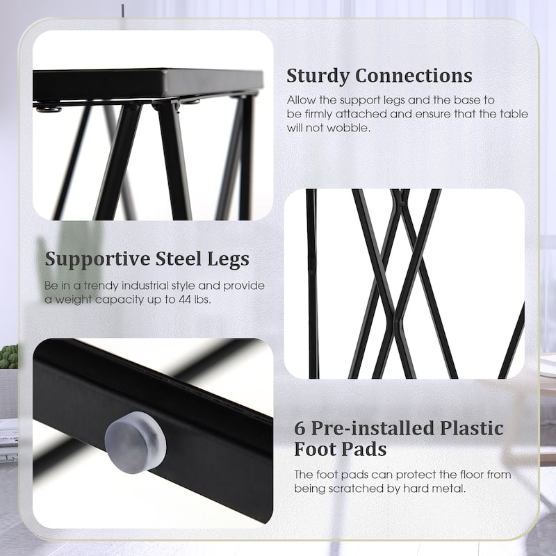Costway End Table Tempered Glass Top Metal Frame Hexagonal Accent Side - 16''x 13.5''x 24''