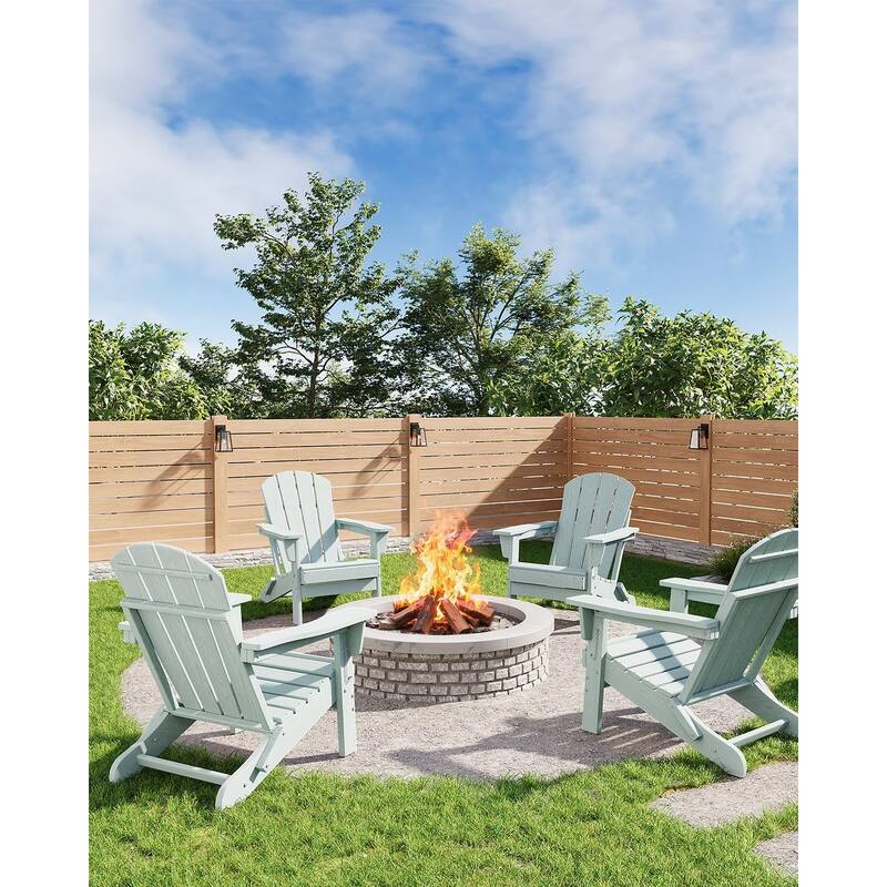 Folding Adirondack Chairs Set Of 1 HDPE Plastic Outdoor Chairs