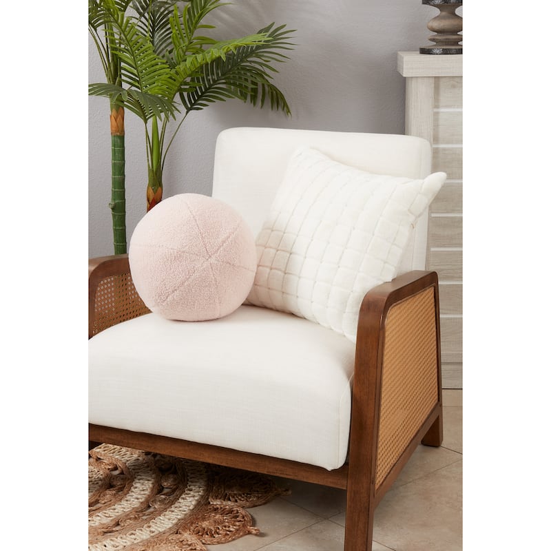 Fluffy Fun Faux Fur Ball Poly Filled Throw Pillow