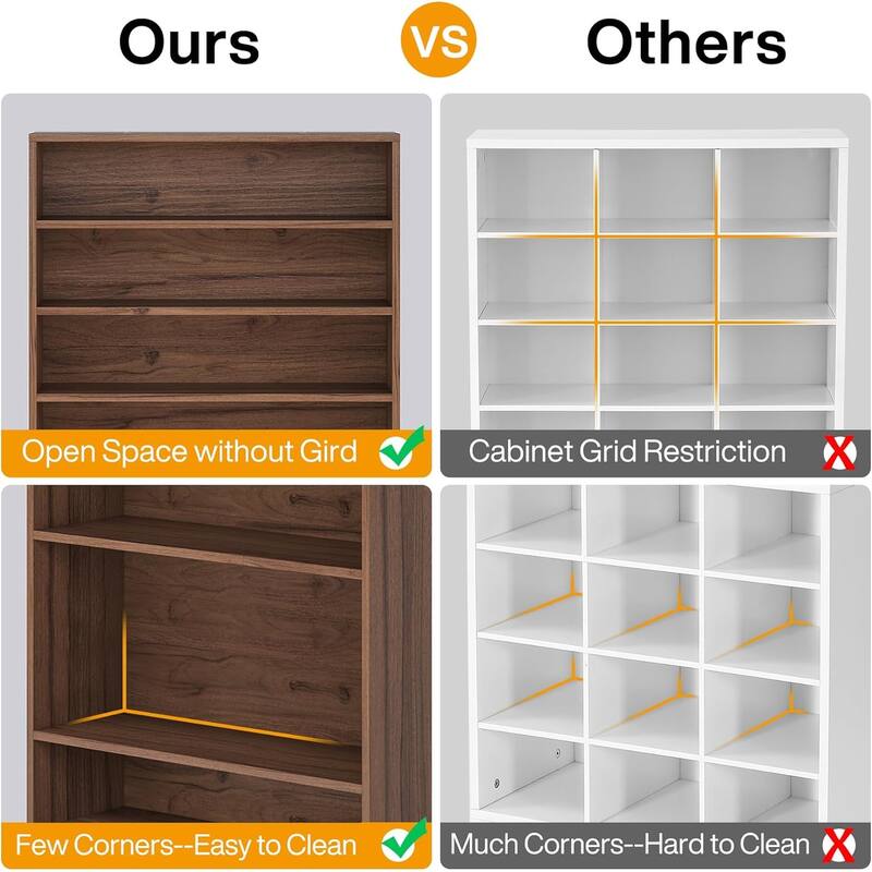 Bookcase, Open Display Storage Shelf, Organizer Cabinet Bookshelf Accent Shelving for Living Room, Home Office, Library, Bedroom