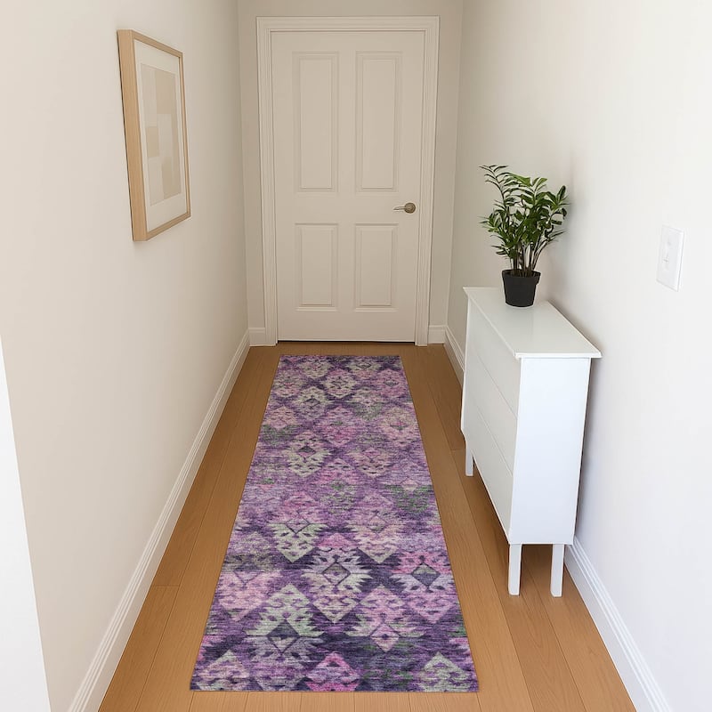 Premium Washable Super Soft Boho Medallions Mayfield Rug - Eggplant - 2'3" x 7'6"
