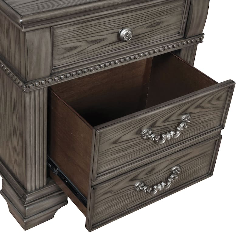 Stroh Traditional Wood 2-Drawer Nightstand with USB Charger by Furniture of America