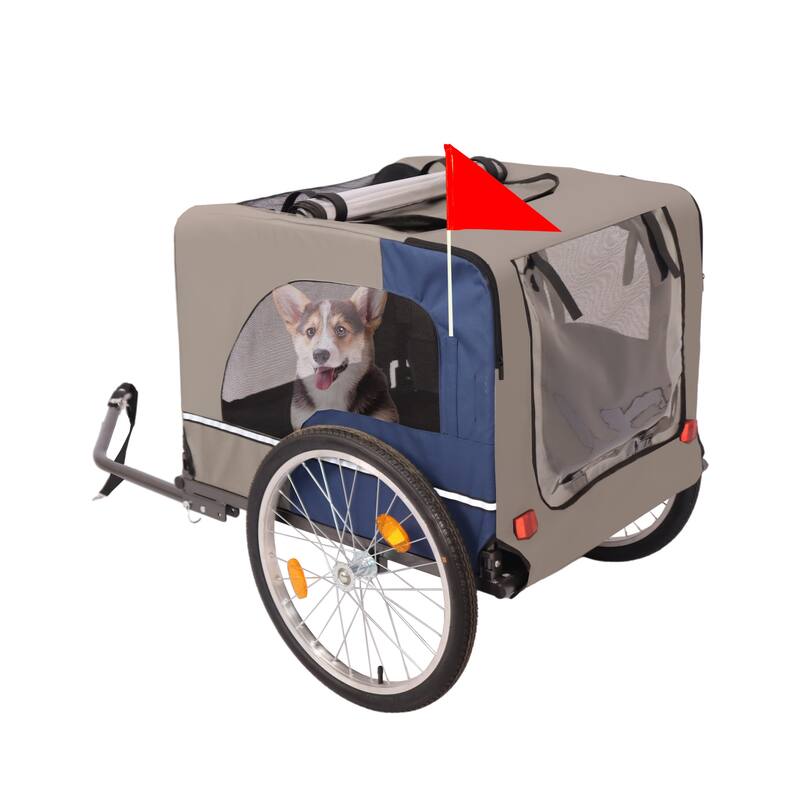 Durable Dog Bike Trailer with 20-Inch Wheels, Zippered Mesh Doors, and 88lb Capacity