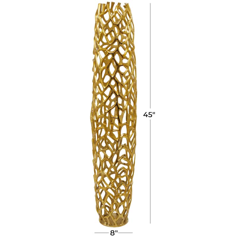 Gold Aluminum Metal Cutout Coral Decorative Vase