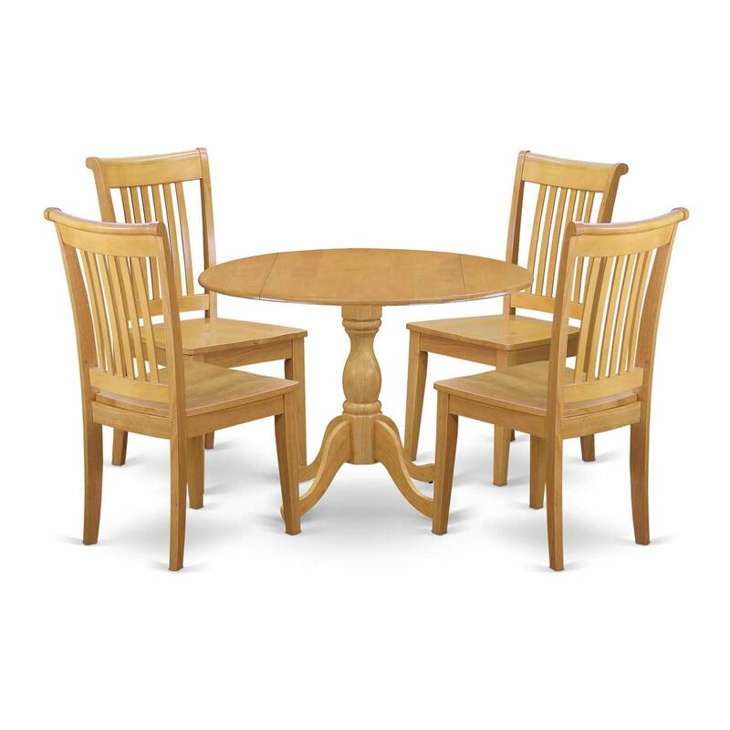 HomeStock 5-Piece Natural Oak Finish Solid Wood Top Dining table with 4 Chairs with Slat Back