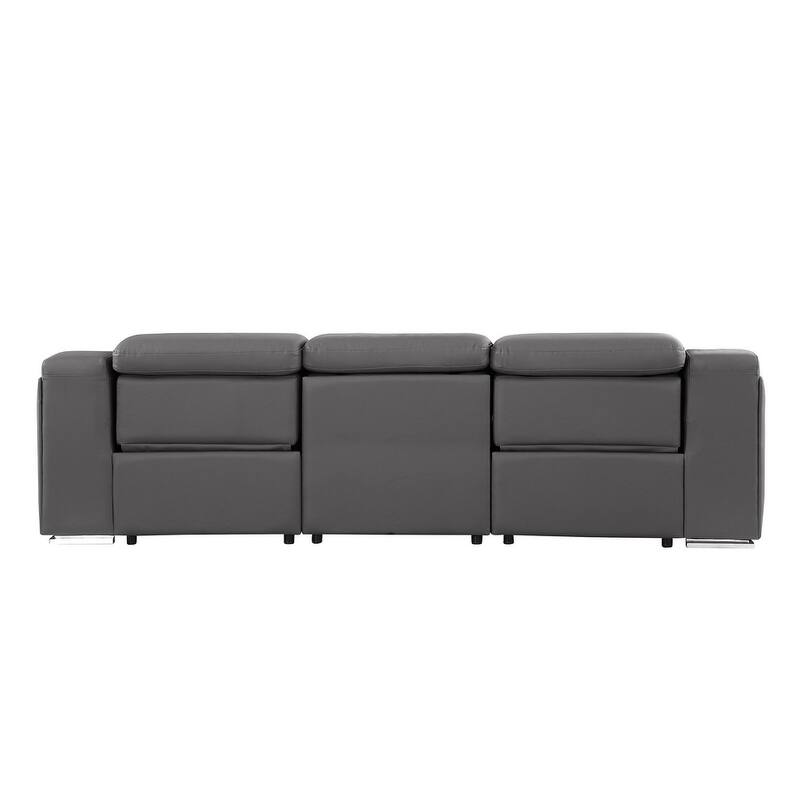 HomeRoots 103" Black Italian Leather Reclining USB Sofa