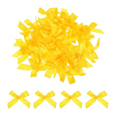 50Pcs Mini Ribbon Bow 1.8 inch Mini Fabric Satin Ribbon