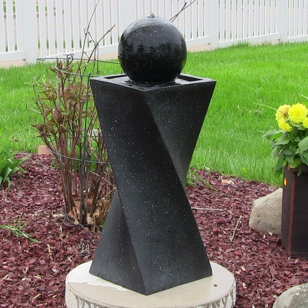 Sunnydaze Black Ball Solar On Demand Fountain with LED Light