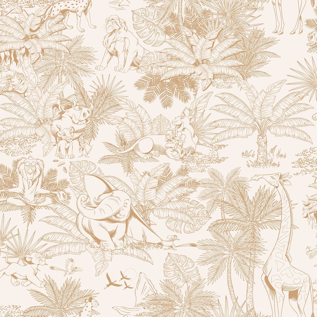 RoomMates Disney Lion King Tropical Toile Burnt Orange Peel and Stick Wallpaper