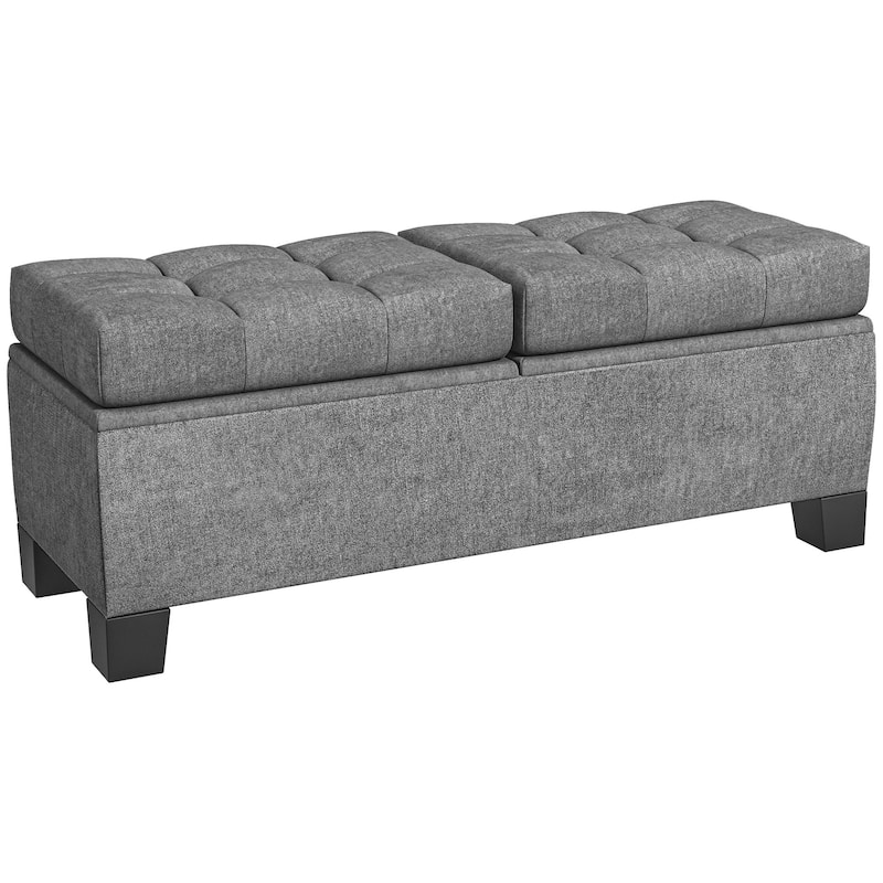 Upholstered Storage Bench with Safety Hinges for Living Room,Entryway,Bedroom