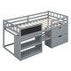 preview thumbnail 23 of 25, Twin Size Low Loft Bed in Sturdy Wood Frame with Rolling Desk, Shelf, and Two Storage Drawers, Full-Length Guardrail