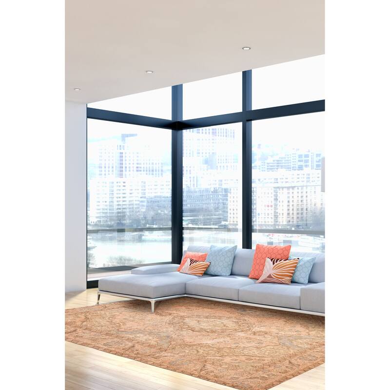 ECARPETGALLERY Hand-knotted Antalya Vintage Copper Wool Rug - 9'8 x 12'10