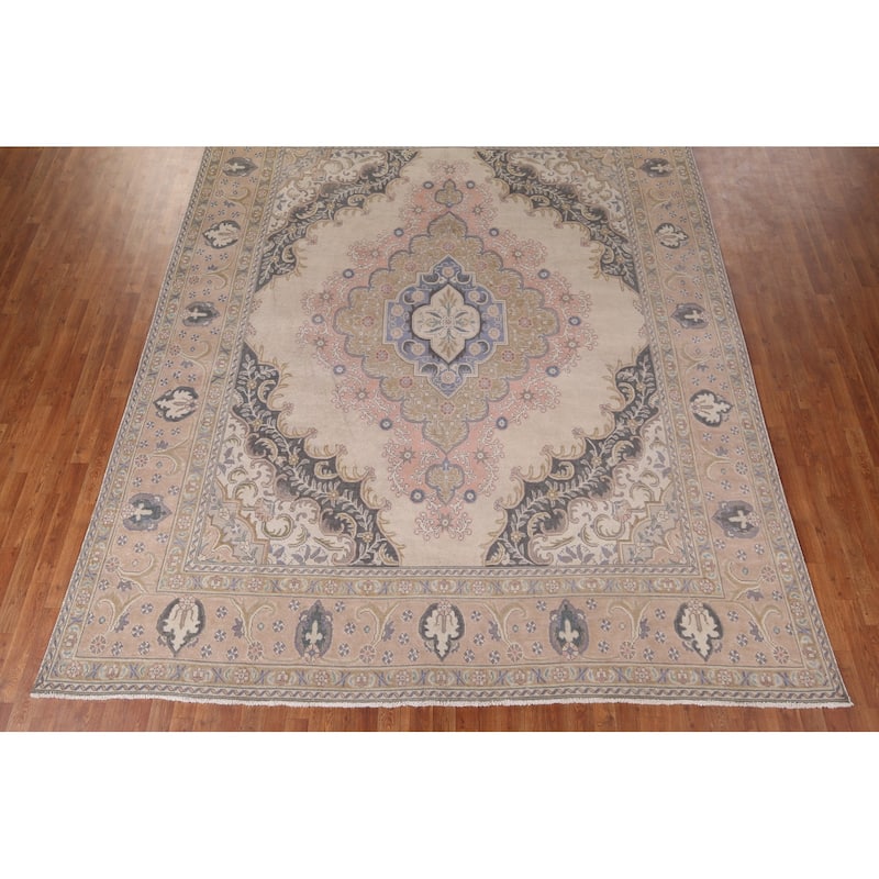 Tabriz Persian Vintage Area Rug Hand-Knotted Wool Carpet - 9'7" x 12'3"