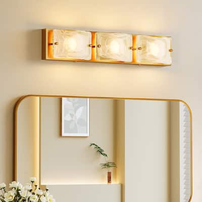 3 Tiles Cloud Glass Gold Copper Bathroom Vanity Light