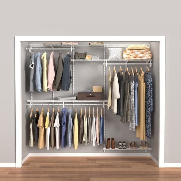 slide 2 of 22, ClosetMaid ShelfTrack 60-96 Inch Wide Adjustable Closet Organizer
