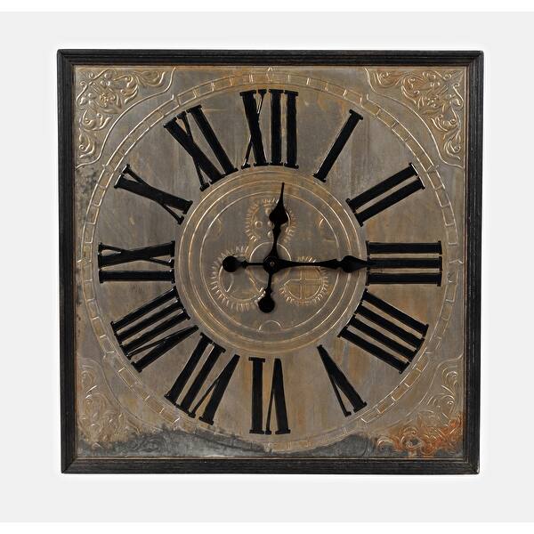 Shop Wayland Jackson Weathered Engraved Zinc And Wood 30 Inch Clock By Jofran Overstock 31890138