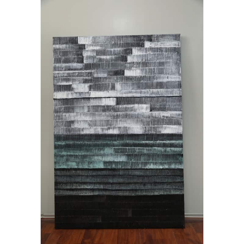 Gradient Hand Painted Abstract Vertical Textured Canvas Wall Art 47x31