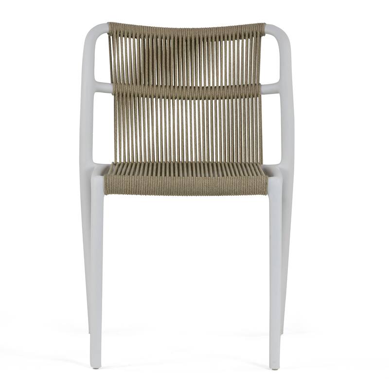 Set of 2 Belden Beige Woven Rope Fabric Dining Chair with Plastic Frame