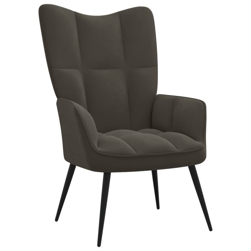 vidaXL Relaxing Chair multi colors Velvet - without Stool - Dark gray