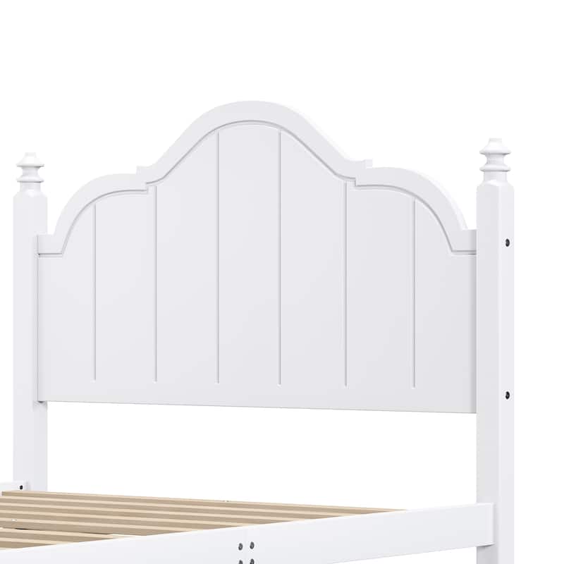 Full Size Wooden Platform Bed with Headboard Slats Support and No Box Spring Required
