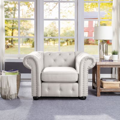 Corvus Aleksis Tufted Chesterfield Club Chair with Rolled Arms
