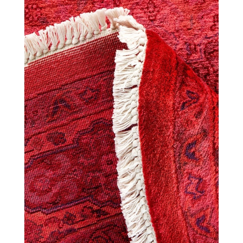 Overton Hand Knotted Wool Vintage Inspired Modern Contemporary Overdyed Pink Round Area Rug - 4' 3" x 4' 3"