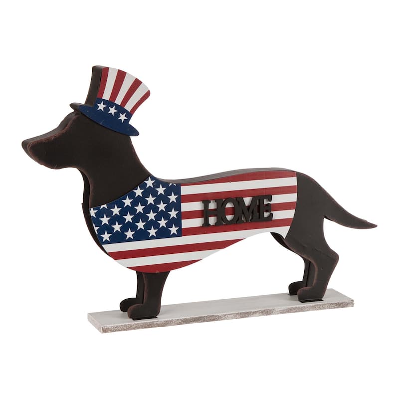 Glitzhome Wooden Christmas Double Sided Dachshund Porch Sign Decor