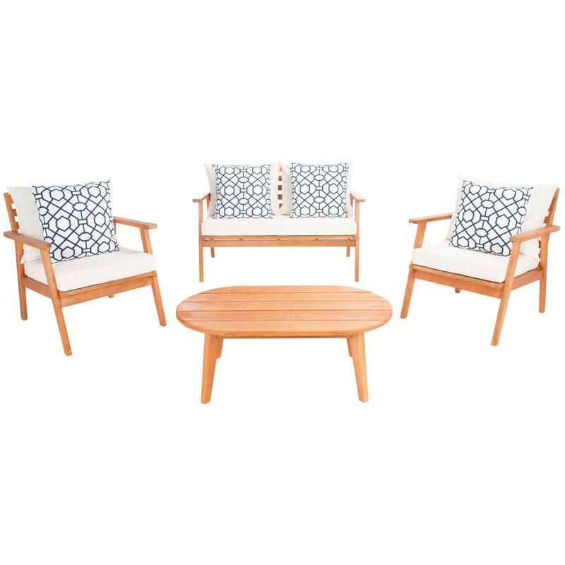 SAFAVIEH Outdoor Deacon 4-piece Conversation Patio Set. - 49" W x 30" D x 31" H