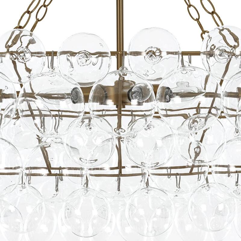 Modern Cluster Glass Globe 8-Light Bubble Island Chandelier 51.2in - Brass