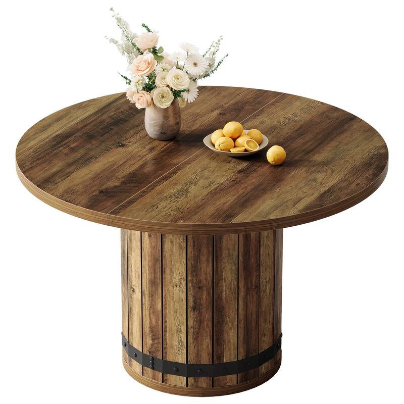 Farmhouse Round Dining Table , 39.37-Inch Dining Table