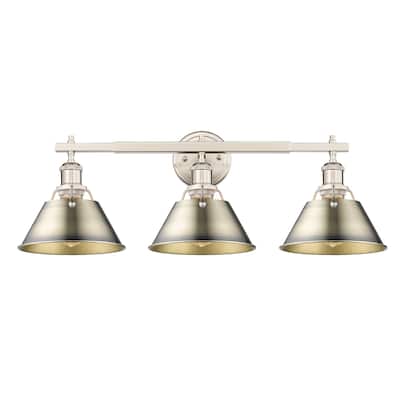 Orwell 3-Light Vanity Light in Pewter with Aged Brass - Silver