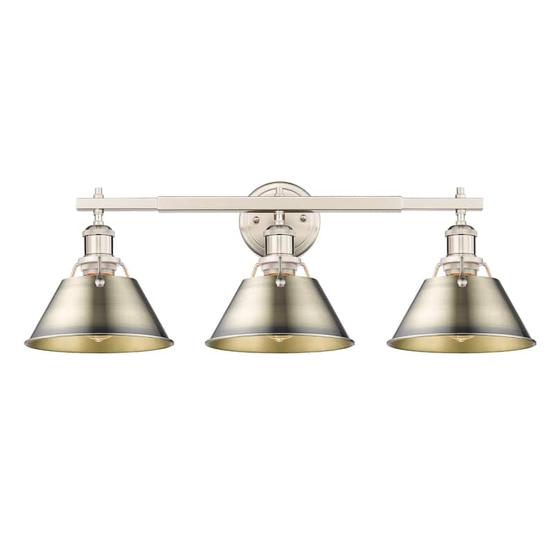 Yep by Golden Lighting Orwell 3-light Vanity in Pewter and Aged Brass shade - Silver