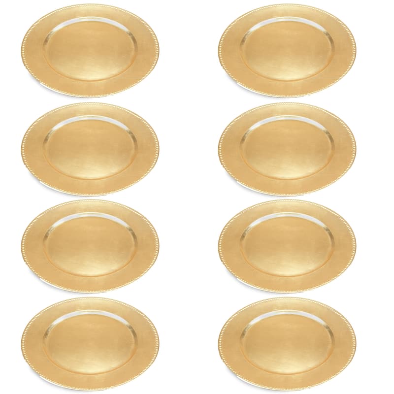 Melamine Plastic Charger - Set of 8 Gold or Silver - Roche River Decor - Gold - 13"D