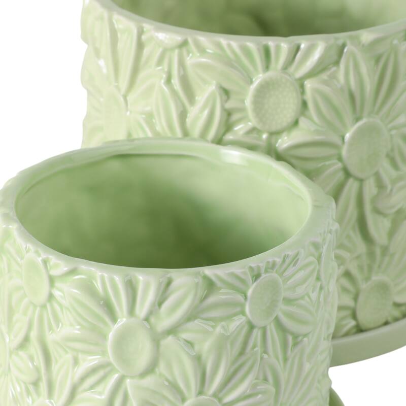 Ceramic Daisy Flower Planter (Set of 2) - 6"