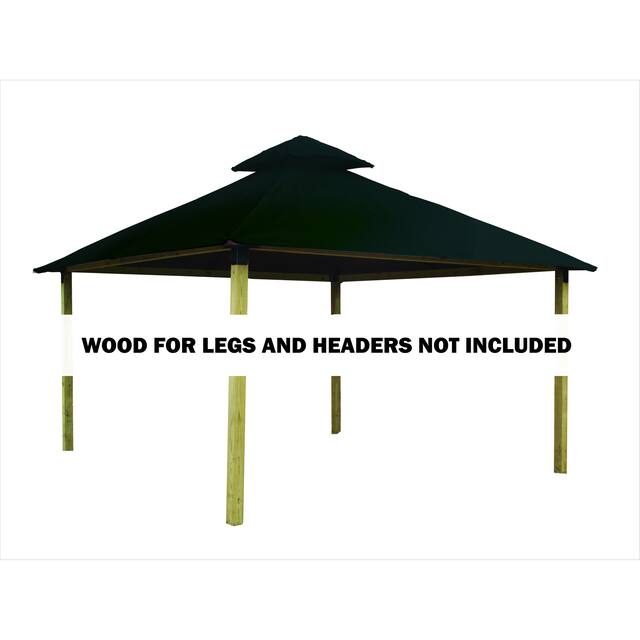 14 ft. sq. ACACIA Gazebo Roof Framing and Mounting Kit - 14X14 - Forest Green