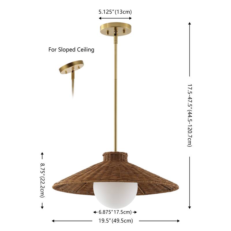 SAFAVIEH Kalena 20-inch Rattan & Metal Pendant - 20"W x 20"D x 48"H