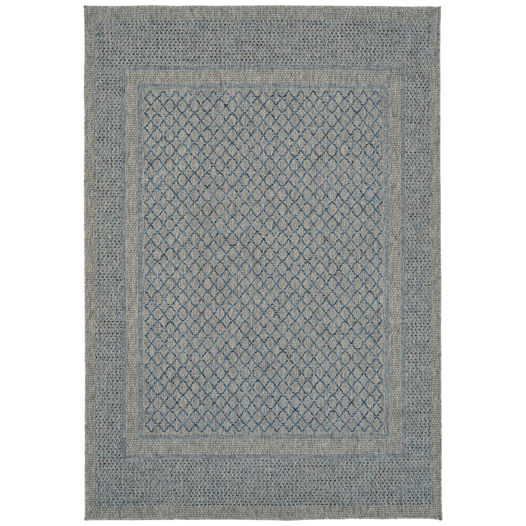 Modern Transitional Geometric Southwestern Textured High-Low Cut & Loop Rectangle Area Rug - 5.3x 7.6