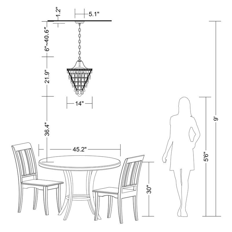 Cone Shape 4-light Antique Copper Crystal Chandelier