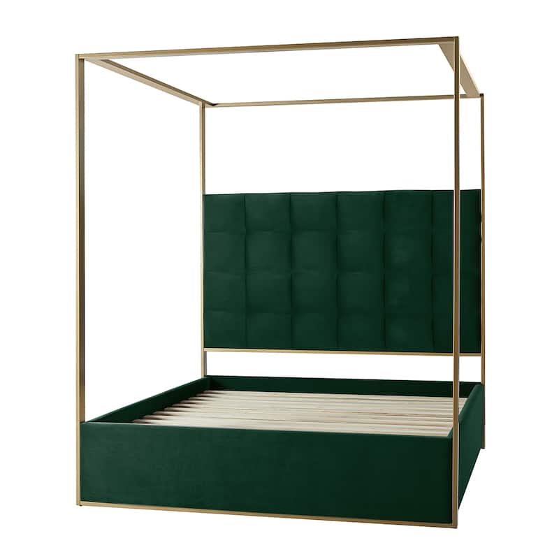 Milton Contemporary Upholstered Queen Size Canopy Bed by HULALA HOME