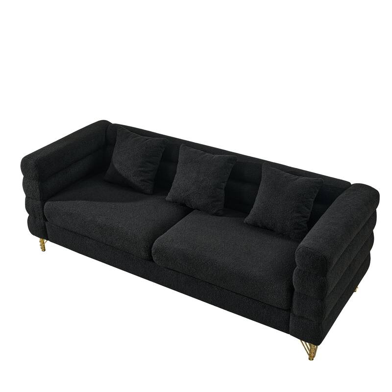 3+2 Teddy Fabric Sofa Combination - Chic Design with 5 Pillows