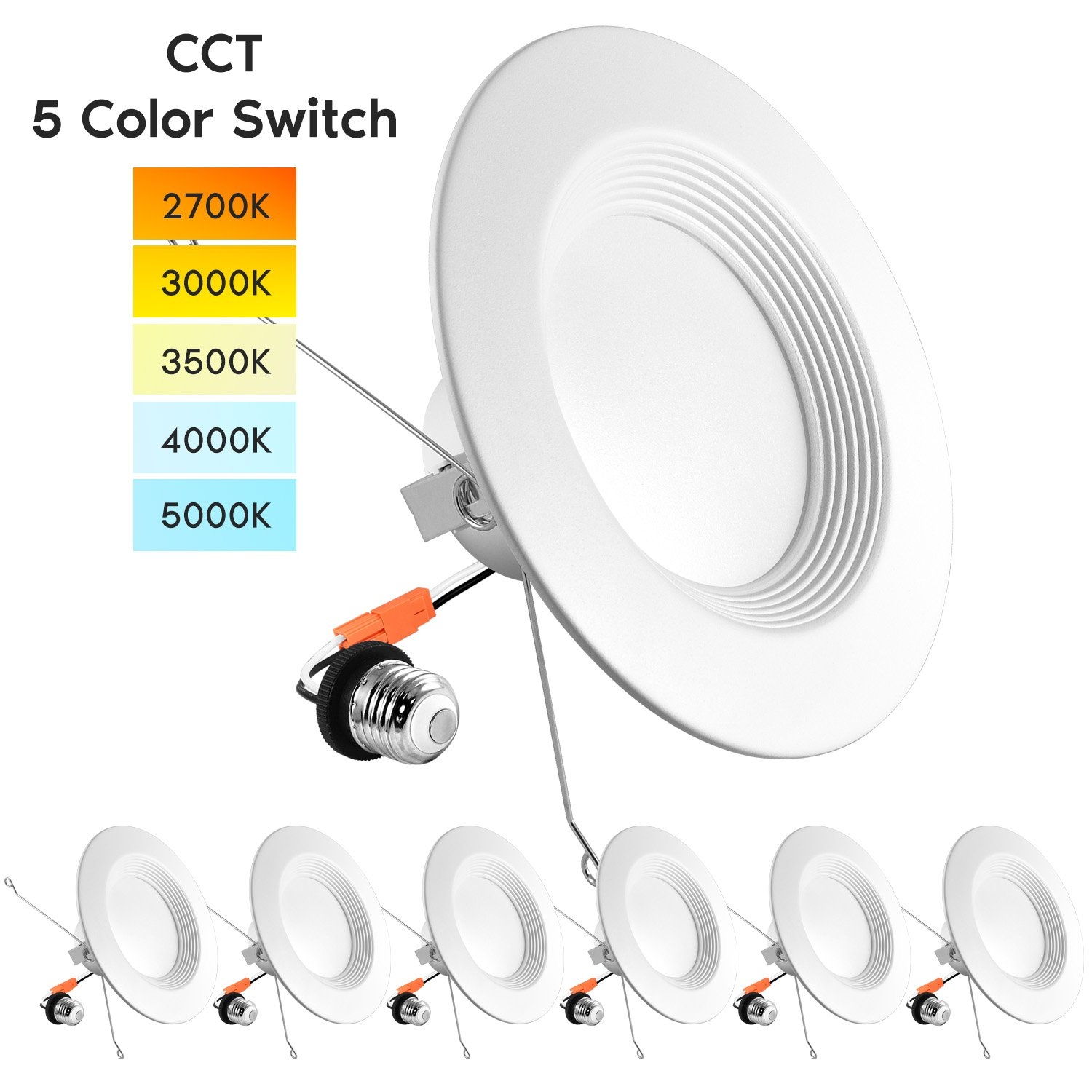 Luxrite 5 6 LED Recessed Lights Color Selectable 2700K 3000K 3500K 4000K 5000K Dimmable 1100 Lumens 6 Pack On Sale Bed Bath Beyond 32051521
