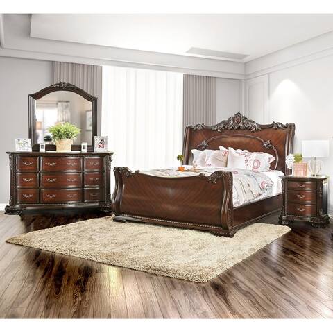 Furniture of America Cane Traditional Cherry 4-piece Bedroom Set