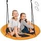preview thumbnail 1 of 24, 40 Inches Saucer Tree Swing Round with Adjustable Ropes and Carabiners Yellow