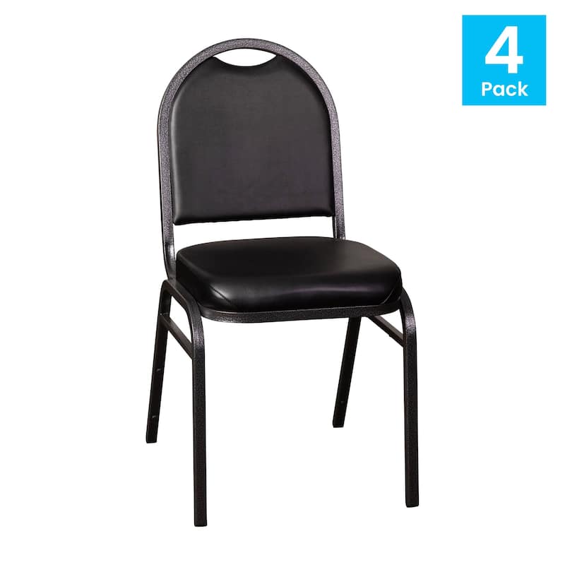 4PK Commercial Dome Back Stacking Banquet Chairs with Metal Frames
