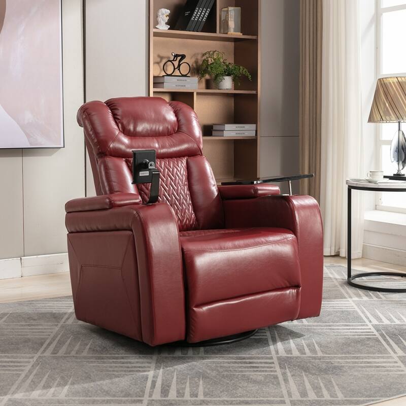 270 Degree Swivel PU Leather Power Recliner