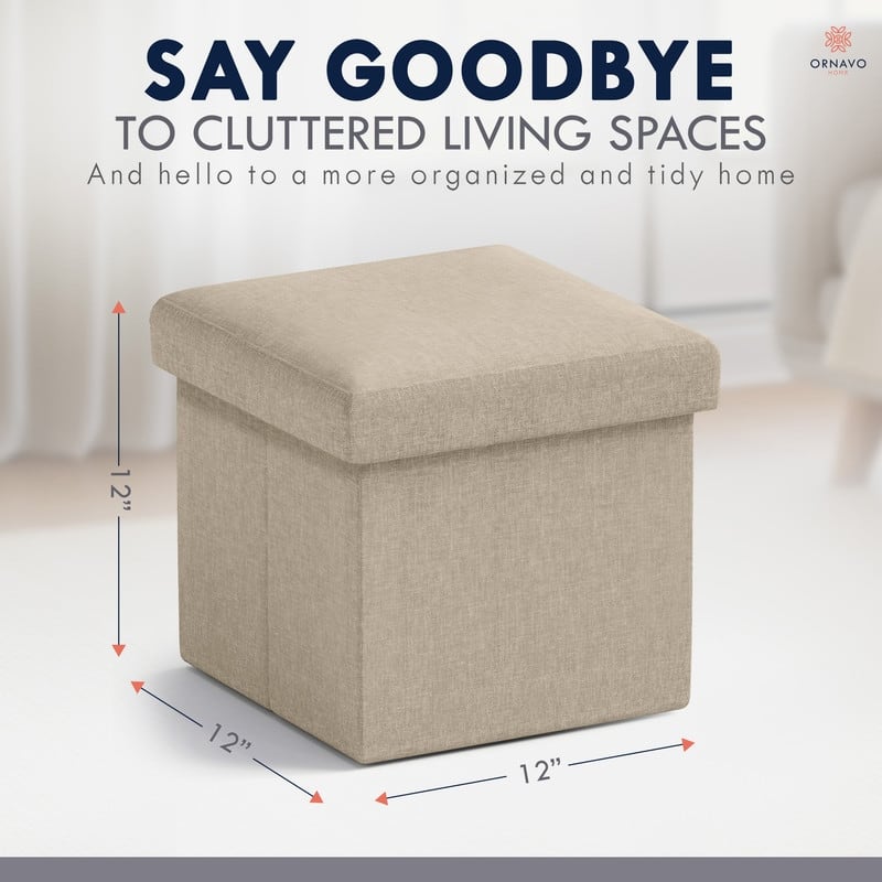 2 Pack Small Foldable Square Storage Ottoman Cube